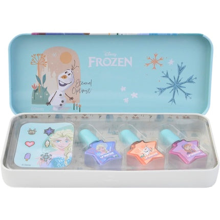 Lip Smacker Frozen Adventure Nail Polish Tin Set Makeup Giftset for Kids with Safe-to-Use Polishes and Frozen-Inspired Nail Art Stickers