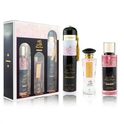 Rose Paris Night Gift Set by Ard Al Zaafaran 100ml Eau de Parfum 300ml Room Spray 250ml Body Spray Ramadan24