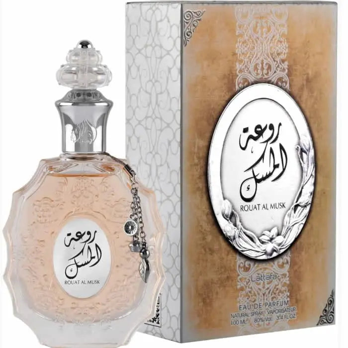 Rouat Al Musk 100ml Eau de Arabian Parfum White Flowers Fruity Sandalwood Vanilla Amber and Musk pour femme  and Men Unisex Lattafa