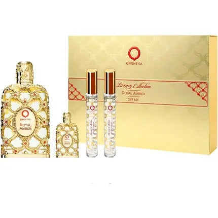 Royal Amber by Orientica for Women - 4 Piece Gift Set 2.7oz EDP Spray 7.5ml EDP Orientica