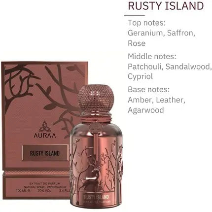 Rusty Island Extrait Perfume 100ml by Auraa Desire Strong Leather Wood Scent for Men and Women Auraa Desire