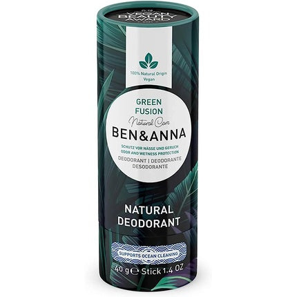 BEN&ANNA Papertube Deodorant Green Fusion Vegan and Natural Cosmetics in Paper Packaging - Winner of Peta Vegan Award - Made in Germany Ben&Anna