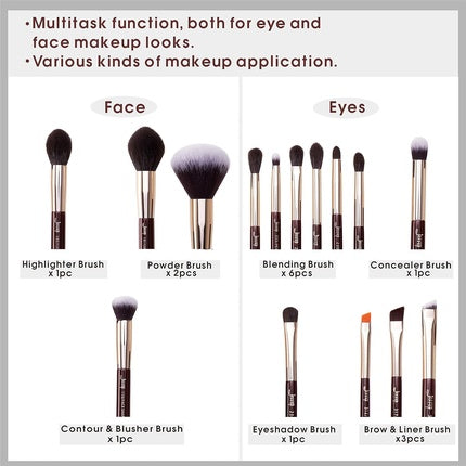 Jessup Make Up Brush Set T282 - 15 Pieces