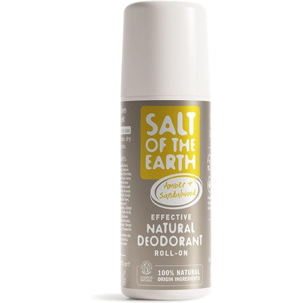 Salt of the Earth Natural Deodorant Roll On 100% Natural Origin Ingredients Amber & Sandalwood 75ml Salt Of The Earth