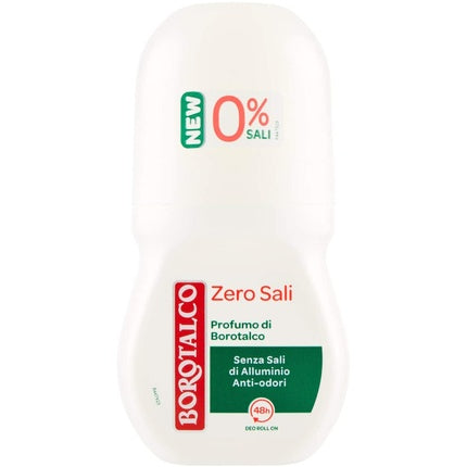 Borotalco Zero Sali Deodorant Roll On Absorbs Sweat and Leaves No Stains 50ml - Unisex Classic Borotalco Scent Borotalco