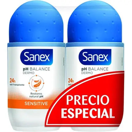 Sanex Dermo Sensitive Roll-On Deodorants 50 Milliliters - Pack of 2 Sanex