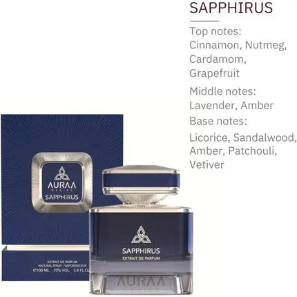 Sapphirus Extrait De Perfume 100ml by Auraa Desire Bold Spicy Citrus Fragrance for Men Sandalwood Amber Patchouli Vetiver Scents Long Lasting Eau de Parfum Auraa Desire