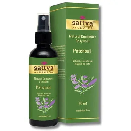 Sattva Ayurveda Natural Deodorant Spray Patchouli 80ml - Sensual Scent for Women - Body Spray with Plant Extracts - Deodorant for Ladies Sattva Ayurveda