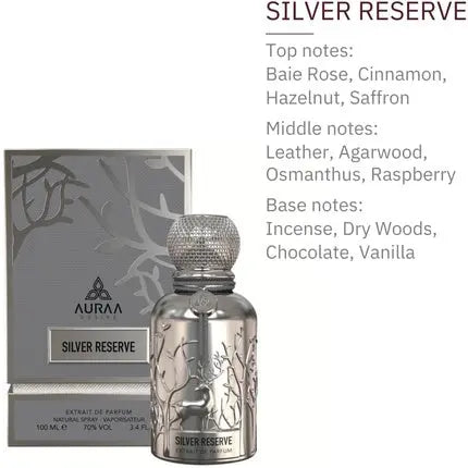 Silver Reserve 100ml by Auraa Desire Extrait De Perfum Amber Leather Vanilla Fragrance Perfume for Men and Women Auraa Desire