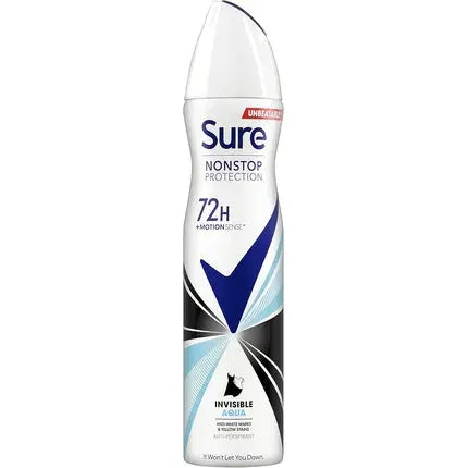 Sure Invisible Aqua Nonstop Protection Anti-perspirant Deodorant Aerosol 72h Protection Spray 250ml Sure