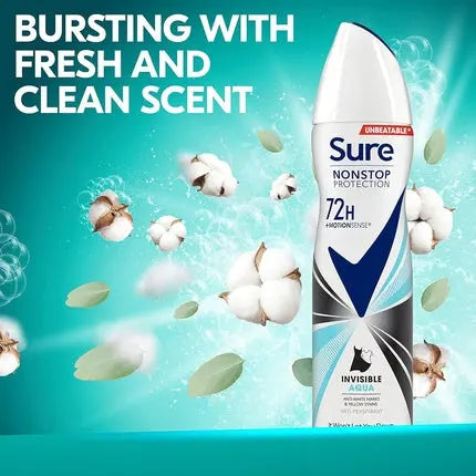 Sure Invisible Aqua Nonstop Protection Anti-perspirant Deodorant Aerosol 72h Protection Spray 250ml Sure