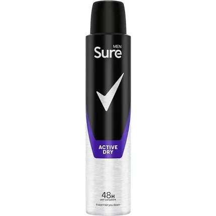 Sure Men Active Dry Anti-Perspirant Aerosol Deodorant for Men 48-Hour Sweat and Odor Protection 200ml Fresh Sure