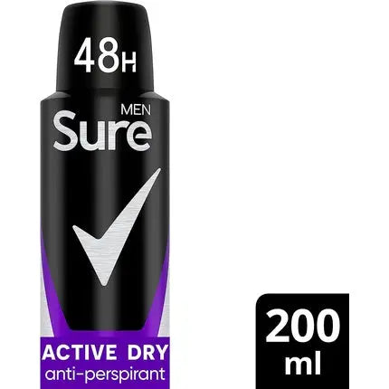 Sure Men Active Dry Anti-Perspirant Aerosol Deodorant for Men 48-Hour Sweat and Odor Protection 200ml Fresh Sure