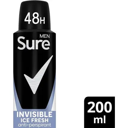 Sure Men Invisible Ice Fresh Anti-Perspirant Aerosol Deodorant for Men 48-Hour Protection 200ml Sure