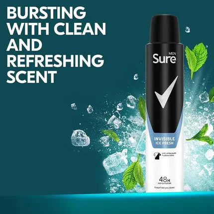 Sure Men Invisible Ice Fresh Anti-Perspirant Aerosol Deodorant for Men 48-Hour Protection 200ml Sure