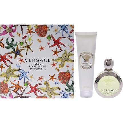 Versace  Eros Pour Femme pour femme  2 Pc Coffret 3.4oz, 1oz équivaut à 30ml Eau de toilette  Spray, 5oz, 1oz équivaut à 30ml Luxury Body Lotion Versace