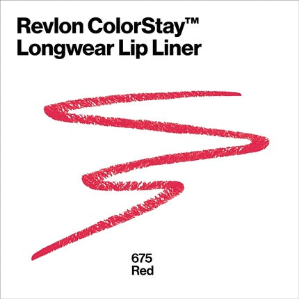 Revlon ColorStay Lip Liner Pencil with Built-in Sharpener Longwearing and Defined Rich Lip Colors 675 Red