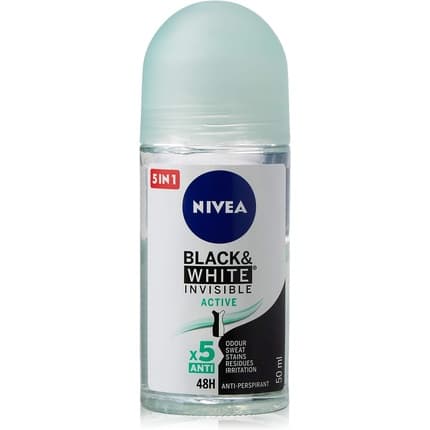 Nivea Black & White Invisible Active Deodorant Roll On Déodorant (Déo) Mixte 50ml