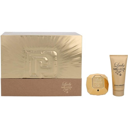 Paco Rabanne Lady Million Eau De Parfum 80ml and Body Lotion 100ml Women's Gift Set Paco Rabanne