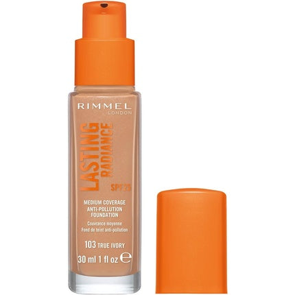 Rimmel Lasting Radiance Medium Coverage Anti Pollution Foundation SPF 25 103 True Ivory 30ml