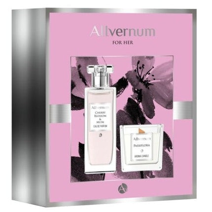 Allvernum Cherry&Musk Parfum  Water and Passiflora Candle Gift Set Allvernum