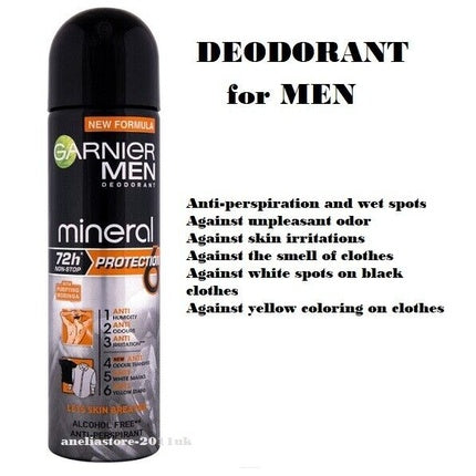 Garnier Men Mineral Protection 6 Anti-Yellow Stains 72h Deodorant 150ml Maison des fragrances