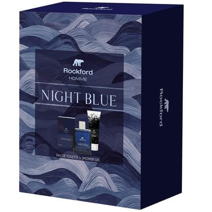 Rockford Night Blue 's Fragrance and Shower Gel Gift Set with Fresh Notes of Mandarin, Bergamot, Lemon, Mastic, Pine, Lavender, Eucalyptus Coffret (Coffret) Homme