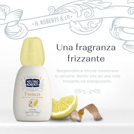 Neutro Roberts Deodorant Vapo Fresh Yellow Bergamot and Ginger Zero Aluminum Salts with Pure Glycerin Oil Deodorant and 48h Déodorant (Déo) Femme 75ml