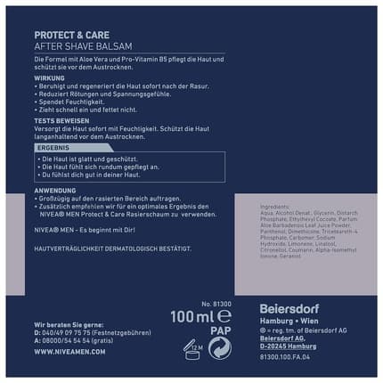 Nivea After Shave Mild Balm Fragrance (Fragrance) Mixte 100ml