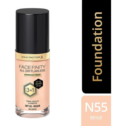 Max Factor Facefinity 3-in-1 All Day Flawless Liquid Foundation SPF 20 - Shade 55