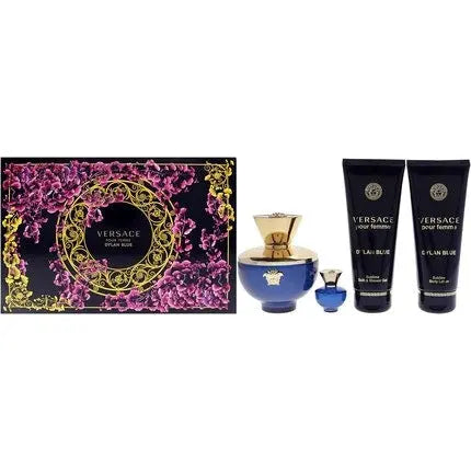 Versace  Dylan Blue Pour Femme 4 Piece Gift Set: Eau De Parfum 100ml Shower Gel Body Lotion 5ml Versace