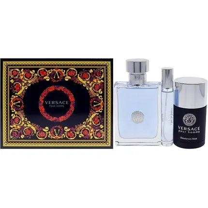 Versace  Dylan Blue  Pour Homme Gift Set: Eau De Toilette 100ml, Deodorant Stick 75ml, Eau De Toilette 10ml Versace