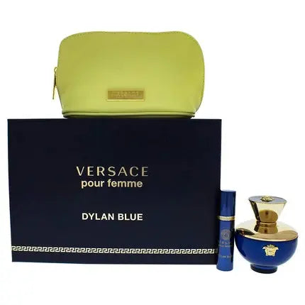 Versace Dylan Blue for Women 3 Piece Gift Set - 3.4oz EDP Spray, 10ml EDP Spray, Pouch Versace