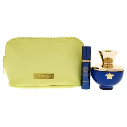 Versace Dylan Blue for Women 3 Piece Gift Set - 3.4oz EDP Spray, 10ml EDP Spray, Pouch Versace