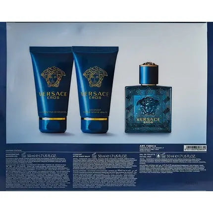 Versace EROS Gift Set for Men 1.7 oz EDT + 1.7 oz Shower Gel + 1.7 oz Aftershave Balm Versace