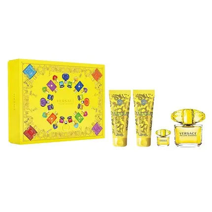 Versace Yellow Diamond Eau De Toilette 90ml + Eau De Toilette 5ml + Shower Gel 100ml + Body Lotion 100ml Set Versace