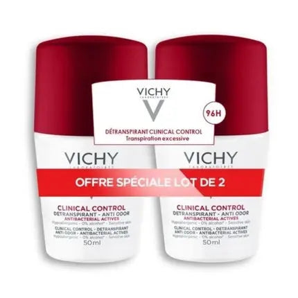 Vichy 96h Anti-Odour Anti-Perspirant Deodorant Roll-On Clinical Control 2x50ml Vichy