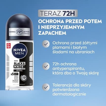 Nivea Black & White 48H Invisible Original Antiperspirant Déodorant (Déo) Homme