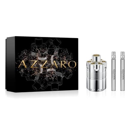 Azzaro Wanted Intense 's Cologne Gift Set 3-Piece Holiday Set Full Size + Travel Size Fragrances Woody Aromatic Spicy Fragrance Lasting Wear Luxury Perfumes Coffret (Coffret) Homme