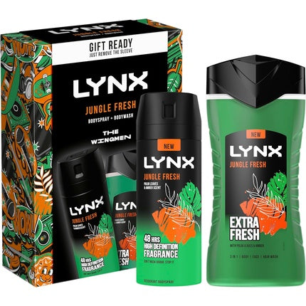 LYNX Jungle Fresh The Wingmen Duo Deodorant Gift Set Body Wash & Body Spray 2 Piece Axe/Lynx