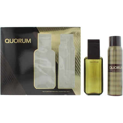 Puig Quorum 2 Piece Gift Set Eau de Toilette 100ml Deodorant Spray 150ml Puig