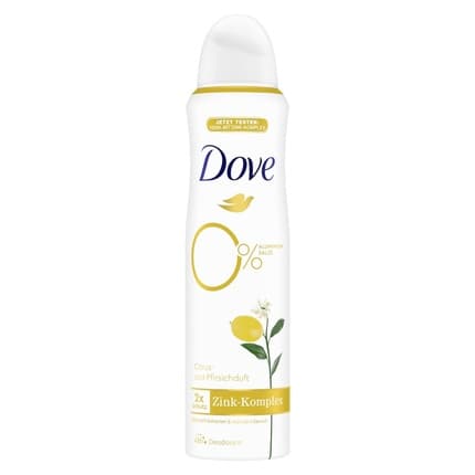 Dove Deodorant Citrus and Peach Scent Deodorant with Nourishing Zinc Complex and 0% Aluminum Salts Déodorant (Déo) Mixte 150ml