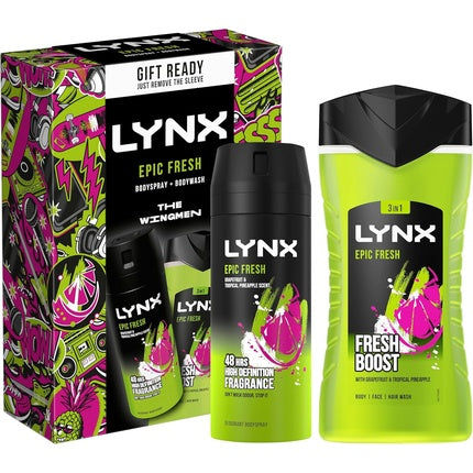 LYNX Epic Fresh The Wingmen Duo Deodorant Gift Set Body Wash & Body Spray 2 Piece Axe/Lynx