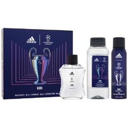 Adidas Uefa Champions League Goal Gift Set - Eau De Toilette 100 Ml, Shower Gel 250 Ml, And Deodorant Spray 150 Ml adidas