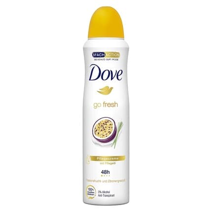 Dove Go Fresh Deodorant Spray PassionFruit and Lemongrass Scent Antiperspiring 48 Hour Protection 150ml
