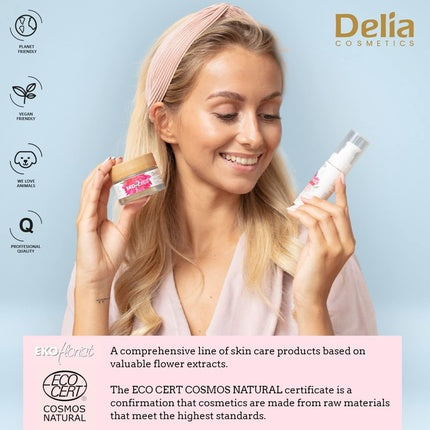 Delia Cosmetics EKOflorist Make Up Remover Cleansing Milk Vegan Natural Cosmetic Hemp Oil Cornflower Extract Skin Type Removes Impurities Soothes Irritation Moisturizes 200ml