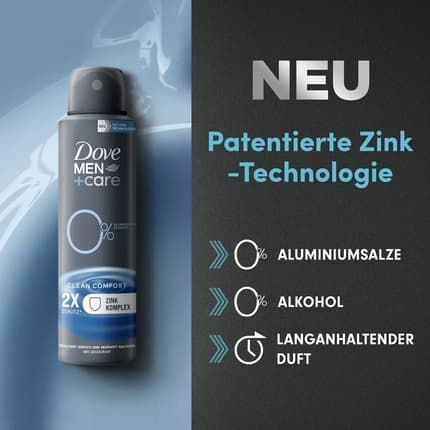 Dove +Care Deodorant Clean Comfort Deodorant without Aluminum Protects 48 Hours Against Body Odor Déodorant (Déo) Homme 150ml