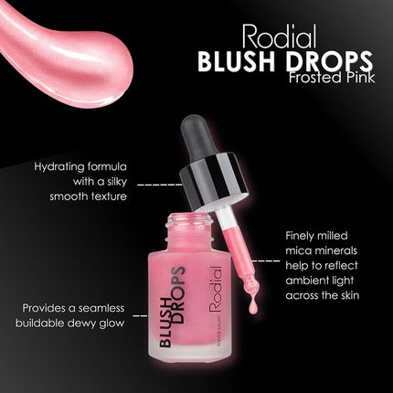 Rodial Blush Drops Frosted Pink 15ml Nourishing and Hydrating Face Blush with Long Lasting Finish