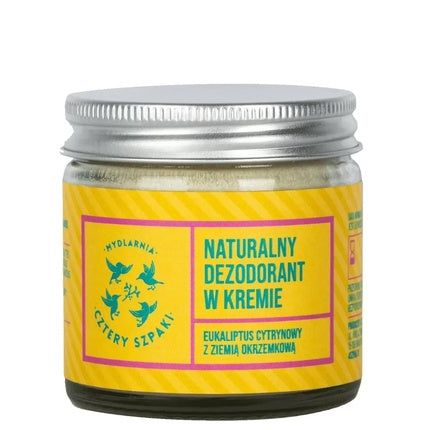 Mydlarnia Cztery Szpaki Natural Cream Deodorant Eucalyptus Lemon With Diatomaceous Earth 60ml Mydlarnia Cztery Szpaki