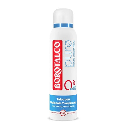 Borotalco Deodorant Spray Pure Sea Breeze with Talc and Breathable Molecules Alcohol and Aluminum-Free Dry and Odor-Blocking 48h Effectiveness Sea Scent Borotalco